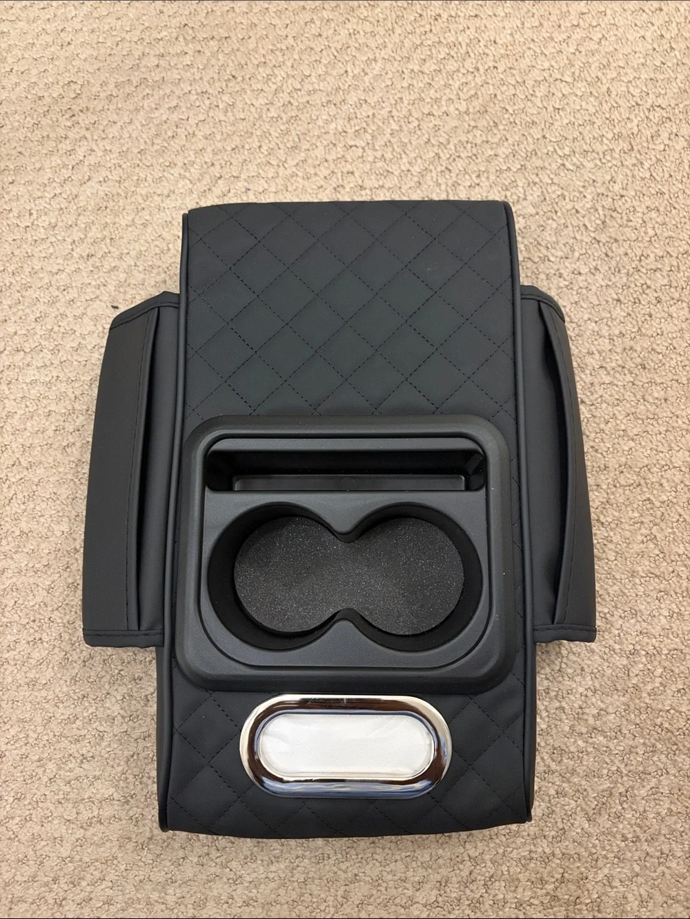 Black Quilted VR/AR Headset Accessory Console Organizer